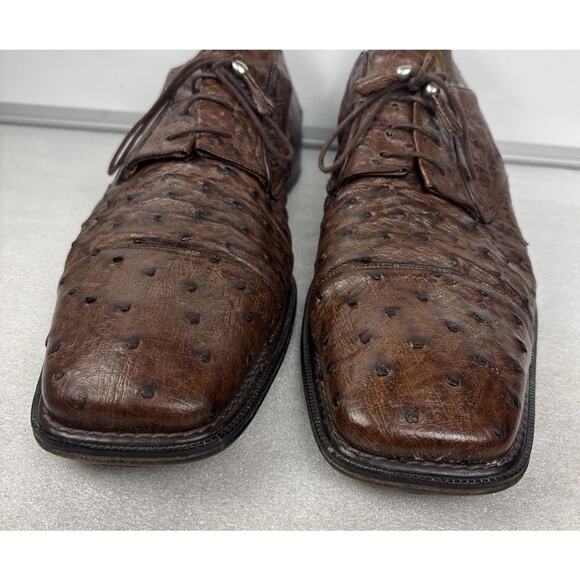 Mezlan Platinum Brown Genuine Ostrich Leather Men Size 16 M Made in Spain main image 13